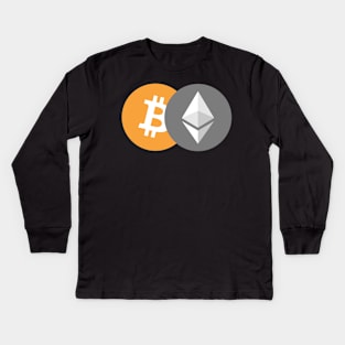 Bitcoin and Ethereum Kids Long Sleeve T-Shirt